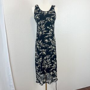 VTG‎ Fairygrunge Midi Dress Womens 8 Dark Floral Soft Grunge Whimsigoth Y2K 90s